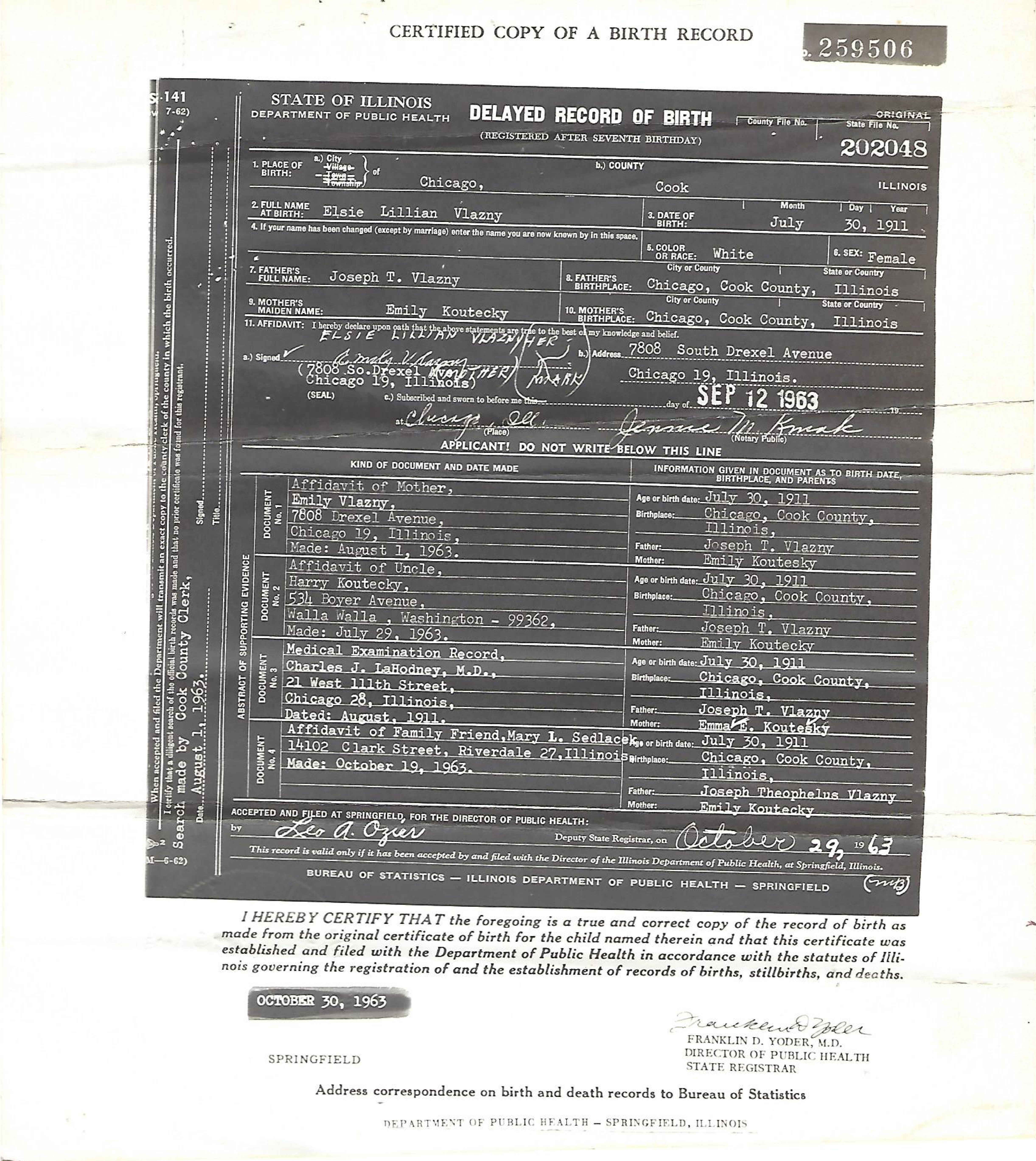 1911 Birth Certificates