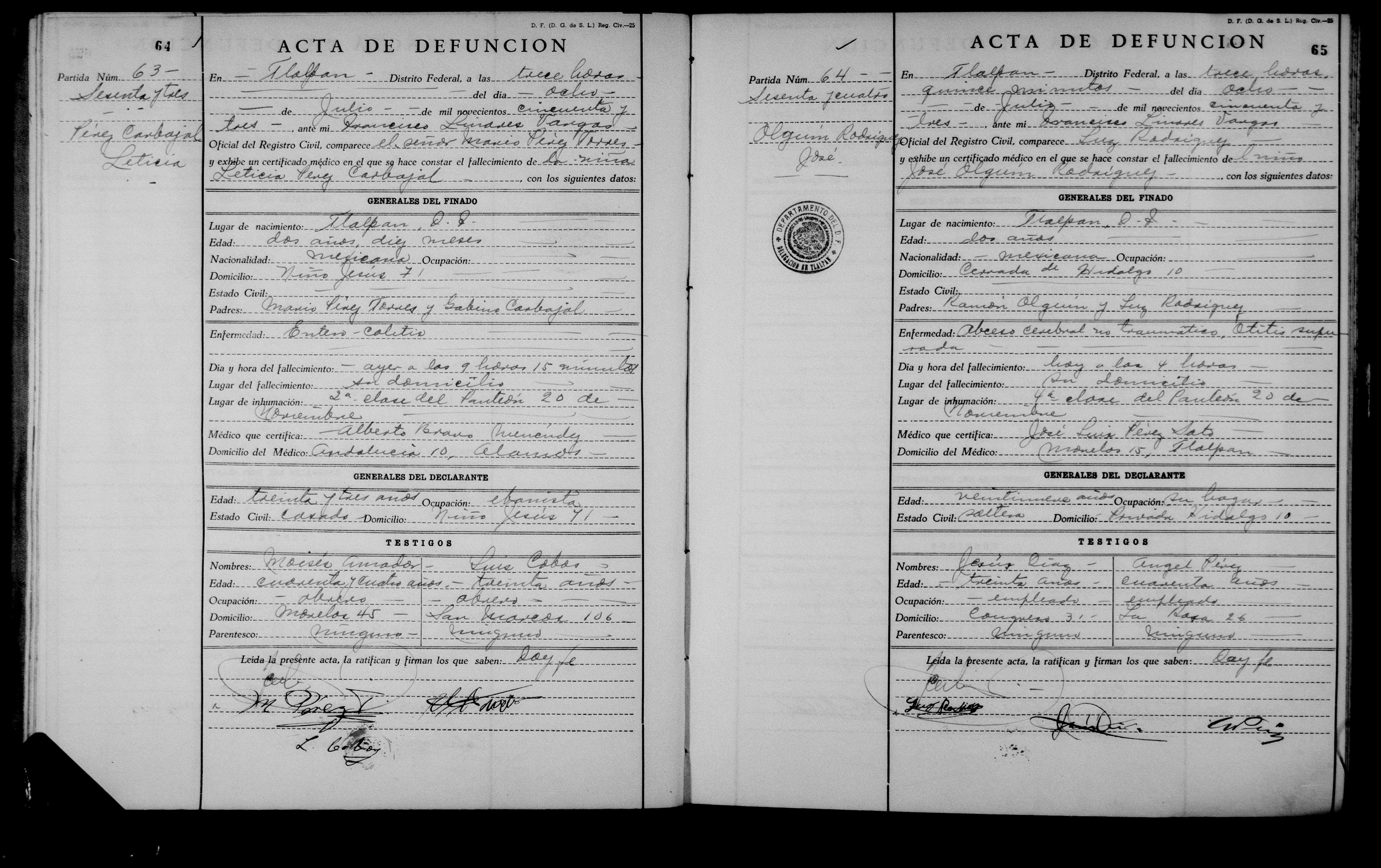 Photos: Federal District, Mexico, Civil Registration Deaths, 1861-1987 ...